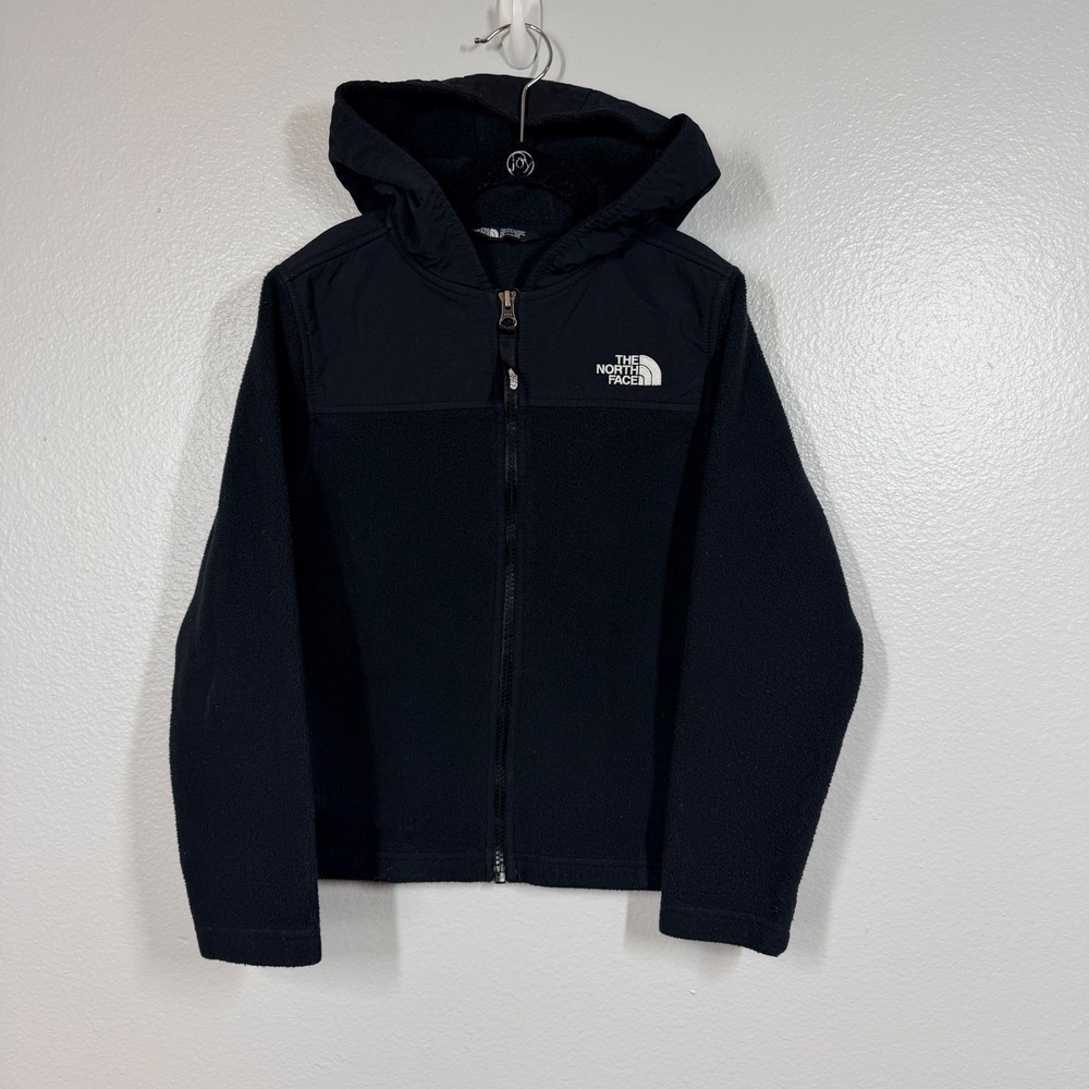 The North Face Fleece Hoodie Youth Boys S 7/8 Black Denali Zip Jacket Comfort